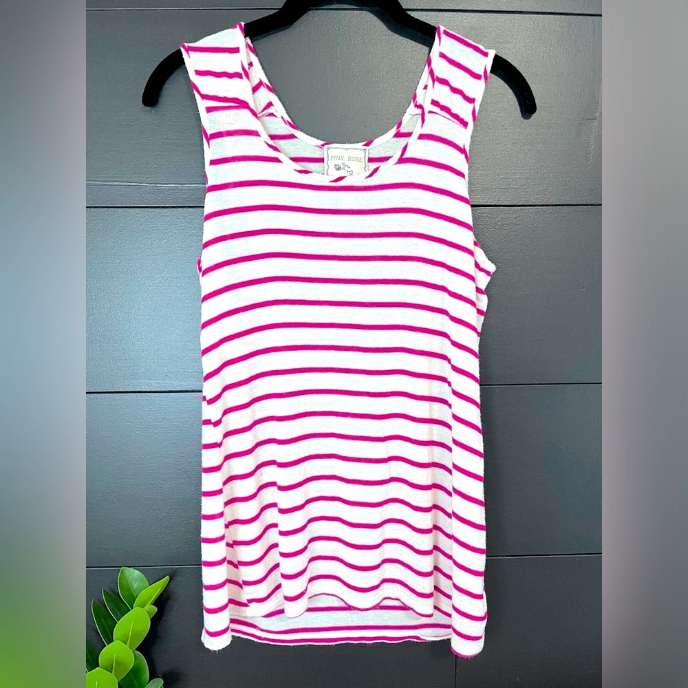 PINK ROSE Premium Quality Striped Tank Top. Women’s size L. GUC - Picture 2 of 7